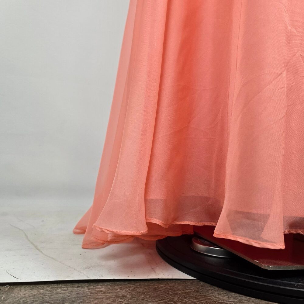 Night Moves Coral Chiffon Evening Gown Size 20W Beaded Formal Dress Flowy & Ele - Picture 6 of 11